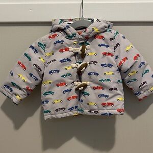 Baby Boden coat 3-6 months race cars